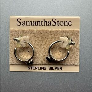 Samantha Stone Sterling Silver Hoop Earrings